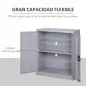 Armario Archivador Metálico con 2 Puertas Cerradura Estante Ajustable para Sala de Estar Estudio 80x40x92,5 cm Gris