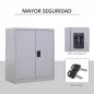 Armario Archivador Metálico con 2 Puertas Cerradura Estante Ajustable para Sala de Estar Estudio 80x40x92,5 cm Gris