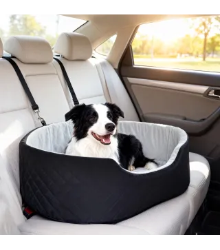 Asiento de Coche para Perros Pequeños y Medianos de hasta 15 kg con Funda Extraíble y Lavable Base Antideslizante Negro