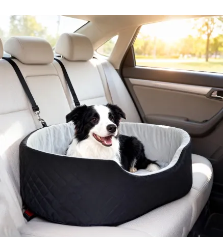 Asiento de Coche para Perros Pequeños y Medianos de hasta 15 kg con Funda Extraíble y Lavable Base Antideslizante Negro