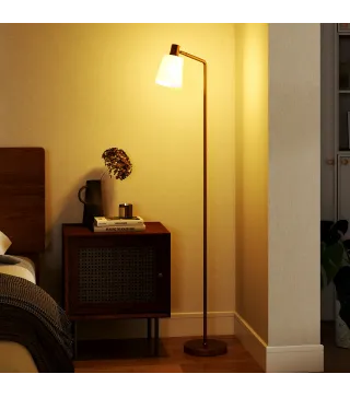 Lámpara de Pie LED Regulable con 3 Temperaturas de Color 3000K-6500K Pantalla Giratoria Bombilla E27 Blanco y Dorado