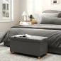 Banco Almacenaje Capacidad de 67 L 76x38x38 cm Tapizado en Terciopelo Carga 120 kg para Sala de Estar Dormitorio Gris