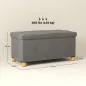 Banco Almacenaje Capacidad de 67 L 76x38x38 cm Tapizado en Terciopelo Carga 120 kg para Sala de Estar Dormitorio Gris