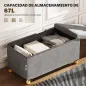 Banco Almacenaje Capacidad de 67 L 76x38x38 cm Tapizado en Terciopelo Carga 120 kg para Sala de Estar Dormitorio Gris