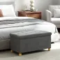 Banco Almacenaje Capacidad de 67 L 76x38x38 cm Tapizado en Terciopelo Carga 120 kg para Sala de Estar Dormitorio Gris