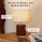 Lámpara de Mesa Rústica Lámpara de Mesita de Noche con Base de Madera Pantalla de Lino Interruptor Basculante Marrón