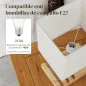 Lámpara de Mesa con Puertos USB-A/C Tres Ranuras para Teléfonos Base de Madera y Pantalla de Tela Blanco