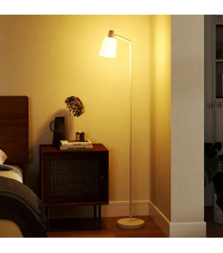 Lámpara de Pie LED Regulable con 3 Temperaturas de Color 3000K-6500K Pantalla Giratoria Bombilla E27 Blanco