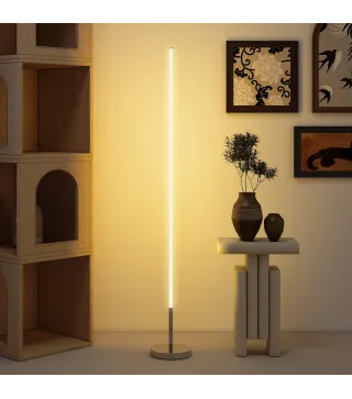 Lámpara de Pie Moderna Salón con Brillo Temperaturas de Color Ajustables Mando a Distancia Magnético Gris Plateado