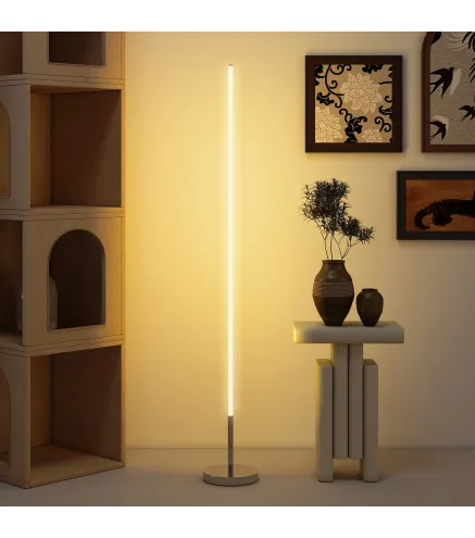 Lámpara de Pie Moderna Salón con Brillo Temperaturas de Color Ajustables Mando a Distancia Magnético Gris Plateado