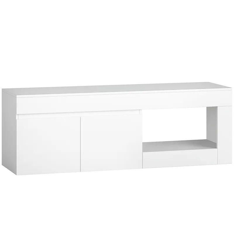 Mueble de TV Moderno para Salón con 2 Puertas Estante Abierto para Televisión 60 Pulgadas 140x40x48 cm Blanco