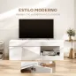 Mueble de TV Moderno para Salón con 2 Puertas Estante Abierto para Televisión 60 Pulgadas 140x40x48 cm Blanco