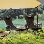 Conjunto de 2 Sillas Plegables Camping con Reposapiés Desmontable Reposacabezas Portavasos y Bolsa 125x48x90 cm Negro