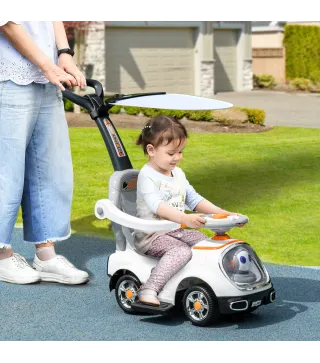 Correpasillos 3 en 1 para Niños 12-36 Meses con Espacio de Almacenaje Diseño de Robot con Ojos Luminosos Música Blanco