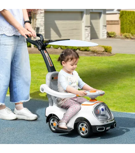 Correpasillos 3 en 1 para Niños 12-36 Meses con Espacio de Almacenaje Diseño de Robot con Ojos Luminosos Música Blanco