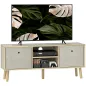 Mueble de TV para Televisores de hasta 50 Pulgadas con 2 Cajones de Tela y Estantes Abiertos Madera y Beige