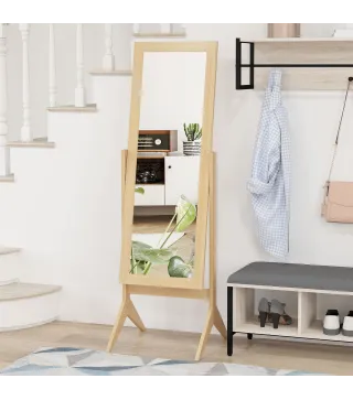 Espejo de Pie Cuerpo Entero Reclinable 47x46x148 cm Espejo de Cuerpo Entero Independiente con Marco rectangular Roble