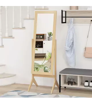 Espejo de Pie Cuerpo Entero Reclinable 47x46x148 cm Espejo de Cuerpo Entero Independiente con Marco rectangular Roble