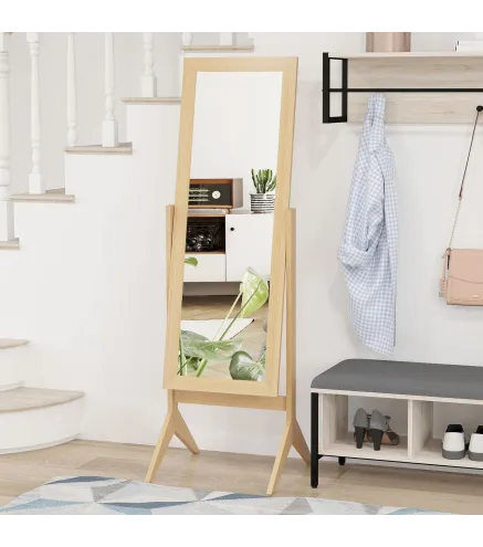 Espejo de Pie Cuerpo Entero Reclinable 47x46x148 cm Espejo de Cuerpo Entero Independiente con Marco rectangular Roble