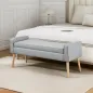 Banco de Almacenaje con Tapa Abatible y Patas de Madera para Dormitorio Salón Entrada 120x45x54 cm Gris Claro