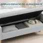 Banco de Almacenaje con Tapa Abatible y Patas de Madera para Dormitorio Salón Entrada 120x45x54 cm Gris Claro
