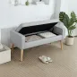 Banco de Almacenaje con Tapa Abatible y Patas de Madera para Dormitorio Salón Entrada 120x45x54 cm Gris Claro