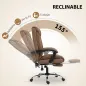 Silla de Escritorio con Reposapiés Respaldo Reclinable Acolchado Grueso Tapizada en Cuero Sintético Marrón