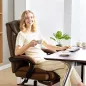 Silla de Escritorio con Reposapiés Respaldo Reclinable Acolchado Grueso Tapizada en Cuero Sintético Marrón