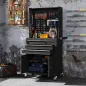 Carro de Herramientas con 3 Cajones Tabla de Pegboard Cerradura por Llave Estante Ajustable 2 Ruedas con Freno Negro