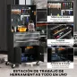 Carro de Herramientas con 3 Cajones Tabla de Pegboard Cerradura por Llave Estante Ajustable 2 Ruedas con Freno Negro