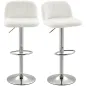 Juego de 2 Taburetes de Bar Taburetes Altos de Cocina con Altura Ajustable Asiento Giratorio 43x45x81-101 cm Crema