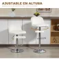 Juego de 2 Taburetes de Bar Taburetes Altos de Cocina con Altura Ajustable Asiento Giratorio 43x45x81-101 cm Crema