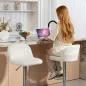 Juego de 2 Taburetes de Bar Taburetes Altos de Cocina con Altura Ajustable Asiento Giratorio 43x45x81-101 cm Crema