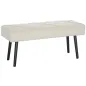 Taburete Pie de Cama Multifuncional con Pies de Acero y Asiento Acolchado para Entrada Pasillo 100x36x45 cm Blanco Crema