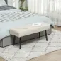 Taburete Pie de Cama Multifuncional con Pies de Acero y Asiento Acolchado para Entrada Pasillo 100x36x45 cm Blanco Crema