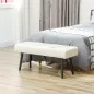 Taburete Pie de Cama Multifuncional con Pies de Acero y Asiento Acolchado para Entrada Pasillo 100x36x45 cm Blanco Crema