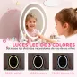 Tocador de Maquillaje Niña con Luces LED de 3 Colores Taburete Espejo 2 Cajones 2 Cajas de Almacenaje Blanco