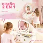 Tocador de Maquillaje Niña con Luces LED de 3 Colores Taburete Espejo 2 Cajones 2 Cajas de Almacenaje Blanco