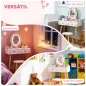 Tocador de Maquillaje Niña con Luces LED de 3 Colores Taburete Espejo 2 Cajones 2 Cajas de Almacenaje Blanco