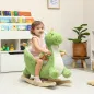 Caballito Balancín para Bebés de Peluche con Base de Madera con Sonido de Dragón para Niños 18-36 Meses Verde