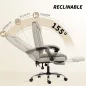Silla de Escritorio con Reposapiés Respaldo Reclinable Acolchado Grueso Tapizada en Cuero Sintético Caqui