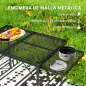 Mesa de Camping Plegable con Laterales Abatibles Altura Ajustable y Encimera Metálica de Rejilla 137x62x67 cm Negro