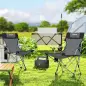Conjunto de 2 Sillas Plegables Camping con Reposapiés Desmontable Reposacabezas Portavasos y Bolsa 125x48x90 cm Gris