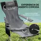 Conjunto de 2 Sillas Plegables Camping con Reposapiés Desmontable Reposacabezas Portavasos y Bolsa 125x48x90 cm Gris