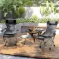 Conjunto de 2 Sillas Plegables Camping con Reposapiés Desmontable Reposacabezas Portavasos y Bolsa 125x48x90 cm Gris