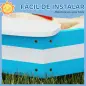 Arenero Infantil de Madera con 4 Asientos Diseño de Rayas y Base Protectora para Jardín 133x133x16 cm Azul y Blanco