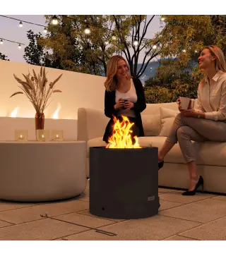 Brasero Exterior Redondo con Bandeja para Cenizas y Atizador Protector de Chispas para Jardín Terraza Ø45x42 cm Negro