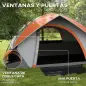 Tienda de Campaña Plegable para 2 Personas con Ventana y Bolsa Impermeable 3000 mm 210x150x110 cm Gris y Naranja