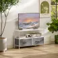 Mueble de TV con Estante y 2 Cajones de Tela Plegables para Televisores hasta 47 Pulgadas Largo de 98 cm Blanco y Gris