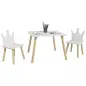 Conjunto Infantil de Mesa y 2 Sillas con Respaldo en Forma de Corona para Lectura y Dibujo 60x60x44 cm Blanco y Madera